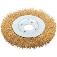 Корщетка-колесо, посадочный диаметр 22,2 мм, стальная латунированная волнистая проволока 125 мм (39065)