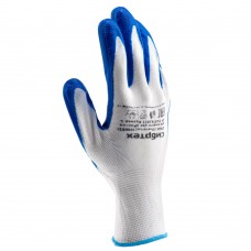 Перчатки полиэфирные с синим нитрильным покрытием, размер L, 15 класс вязки Сибртех (67862)