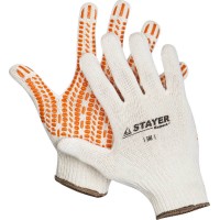 STAYER TRACK, L-XL, х/б перчатки с мягким покрытием ?протектор? из ПВХ-геля, увеличенная площадь покрытия, противоскользящие (11401-XL)