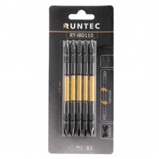 Бита ударная двусторонняя H6.35 110мм PH2/PH2 5 шт. RUNTEC RT-IBD110