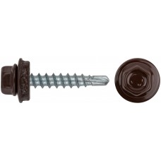 Шурупы кровельные со сверлом 4.8 х 28 коричневый 100шт , RAL 8017 Фасовка (23515-0)