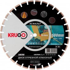 Диск алмазный для асфальта, лазерная сварка 500x25.4x40x4.0x10/15mm KRUGO (LAB20A)