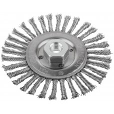 Корщетка-колесо, гайка М14, стальная витая проволока 125 мм (39028)