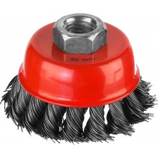 Чашечная щетка-крацовка для УШМ 80 мм, жгутированная стальная проволока 0.5 мм MIRAX 35104-080