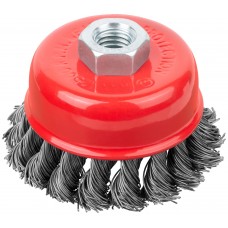 Корщетка-чашка, гайка М14, стальная витая проволока 75 мм (39467)