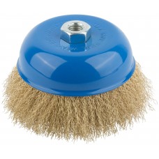 Корщетка, тип чашка, гайка М14, стальная латунированная волнистая проволока 125 мм (38944М)