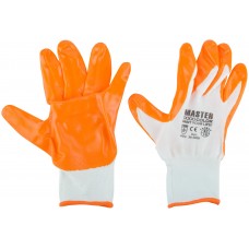 Перчатки белые, полиэстер с обливкой из нитрила (кислото-щелочно стойкие; водоотталкивающие), р-р ХL/10 (30-4009)