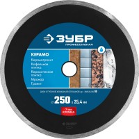 Диск алмазный сплошной Керамо-25 d 250 мм, 25.4 мм, 7 x 2.6 мм ЗУБР Профессионал 36655-250_z02