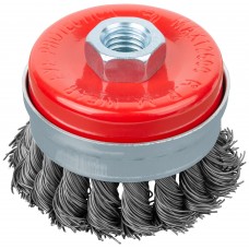 Корщетка-чашка, гайка М14, стальная витая проволока с бандажом, Профи 65 мм (39506)