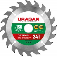 Диск пильный по дереву URAGAN Optima 150 х 20/16 мм 24Т 36801-150-20-24_z01