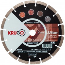 Диск алмазный сегментированный (кирпич, бетон, гранит) 230 x 2.6 x 22.23 x 10mm KRUGO (RSA09A)