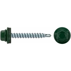 Шурупы кровельные со сверлом 4.8 х 38 зеленый RAL 6002 (фасовка 250 шт.) (23532-4)