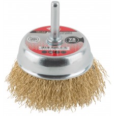 Корщетка чашечная, со шпилькой, стальная латунированная волнистая проволока 75 мм (38468)