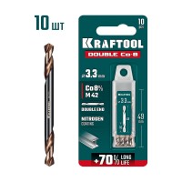Сверло двухстороннее 3.3?49 мм по металлу DOUBLE Сo-8 сталь M42+8%Co класс А KRAFTOOL 29654-3.3-10