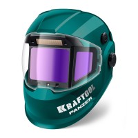 Маска сварщика PANZER хамелеон, с панорамным трёхсторонним светофильтром, затемнение 3/4–8/9–14 KRAFTOOL 11061