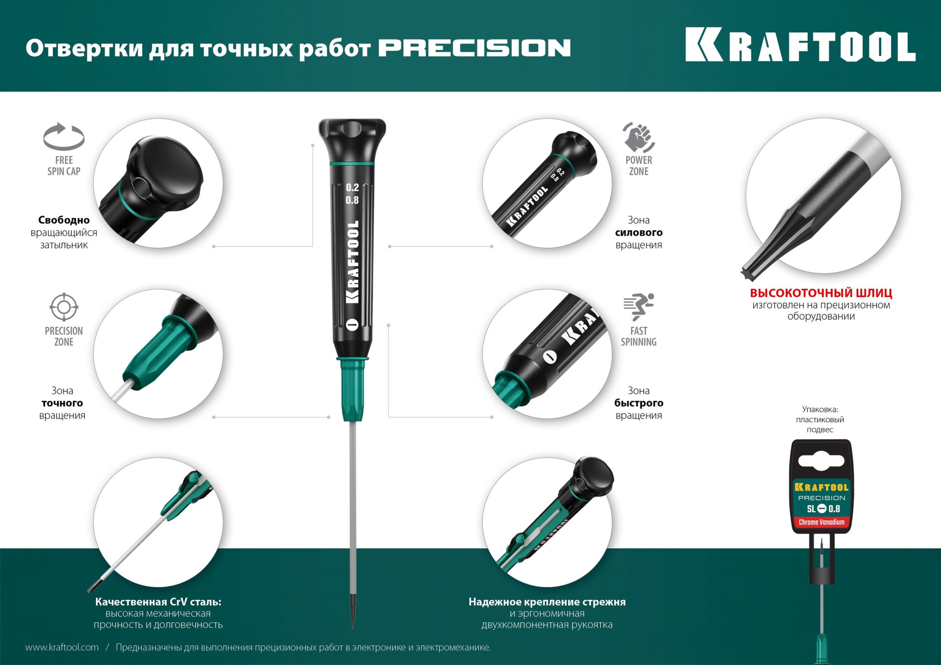 KRAFTOOL Precision, Hex2.0, отвертка для точных работ (25685-2.0)