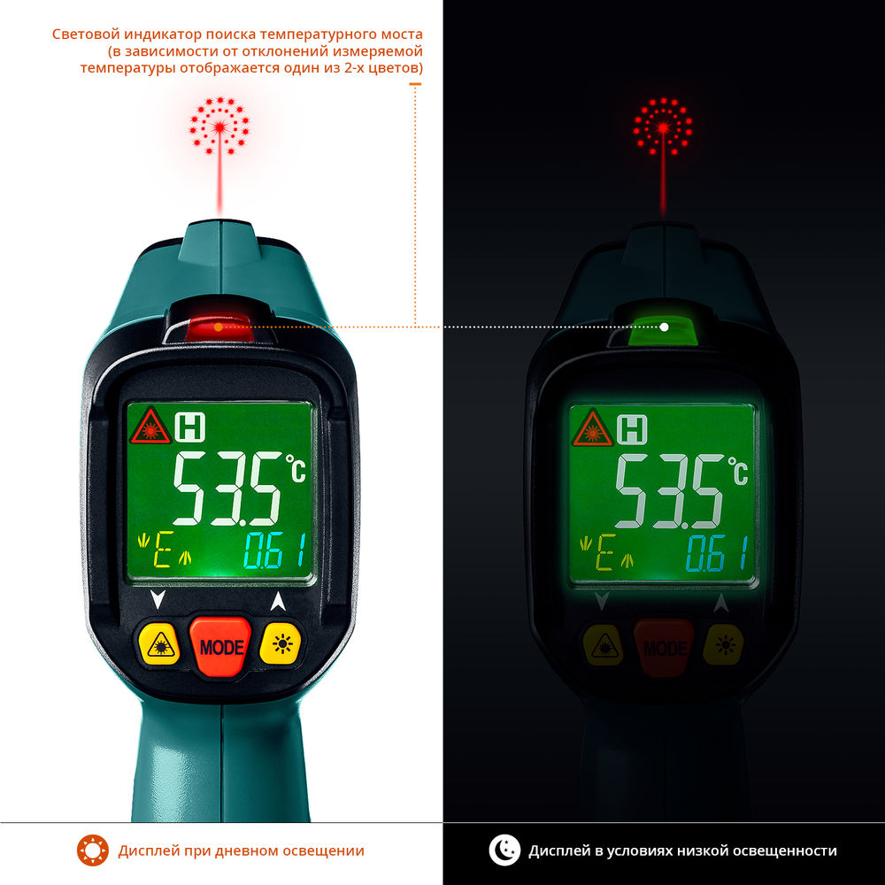 Пирометр инфракрасный TRM-550, –50° +550°С KRAFTOOL 45705-550