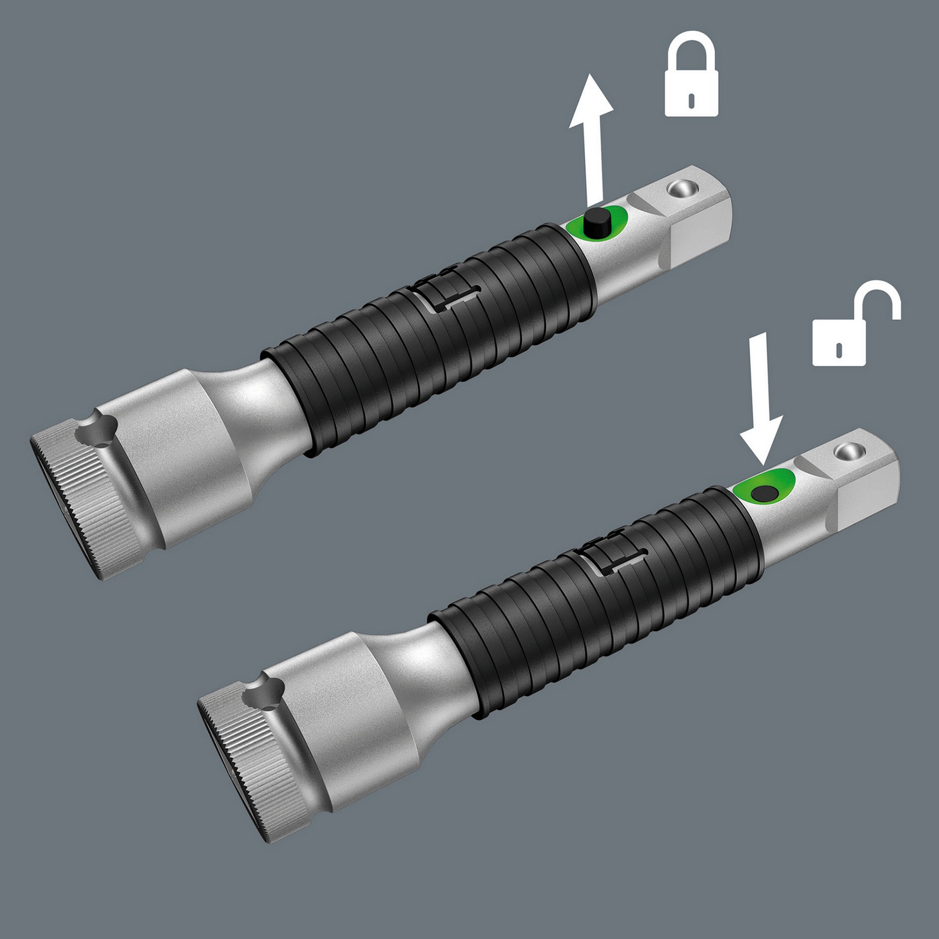 Удлинитель со стопором flexible-lock и гильзой свободного хода 1/4 x 150 мм Zyklop серия 8796 LA Wera WE-003531