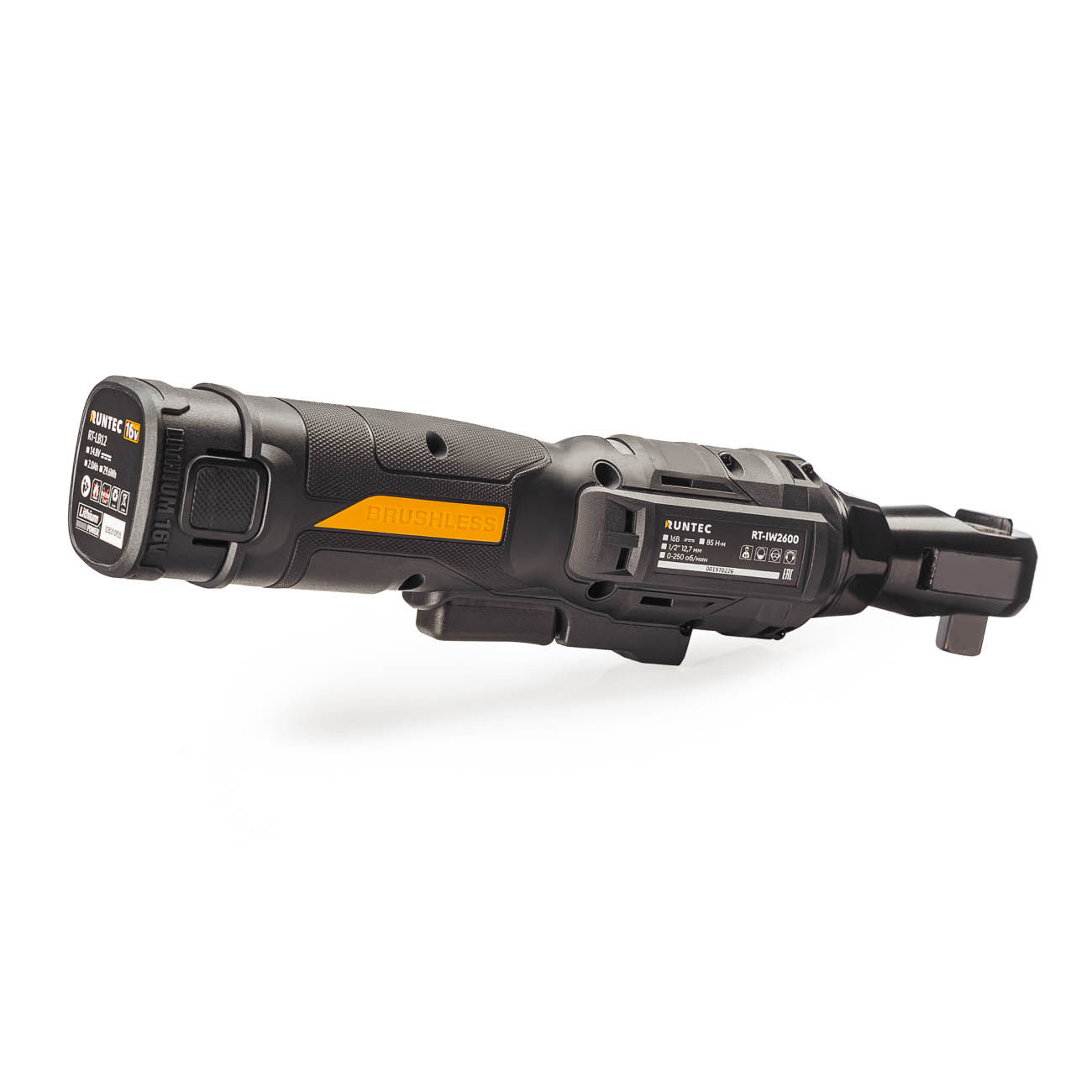 RUNTEC RT-IW2600 Гайковерт аккумуляторный (трещотка) RUNTEC PRO 1/2 c переходником на 1/4, 16В, 2*2Ач, 85Нм (RT-IW2600)