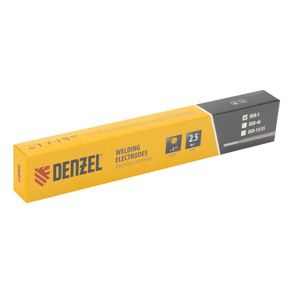 Электроды DER-3, диам. 3 мм, 2,5 кг., рутиловое покрытие Denzel (97503)