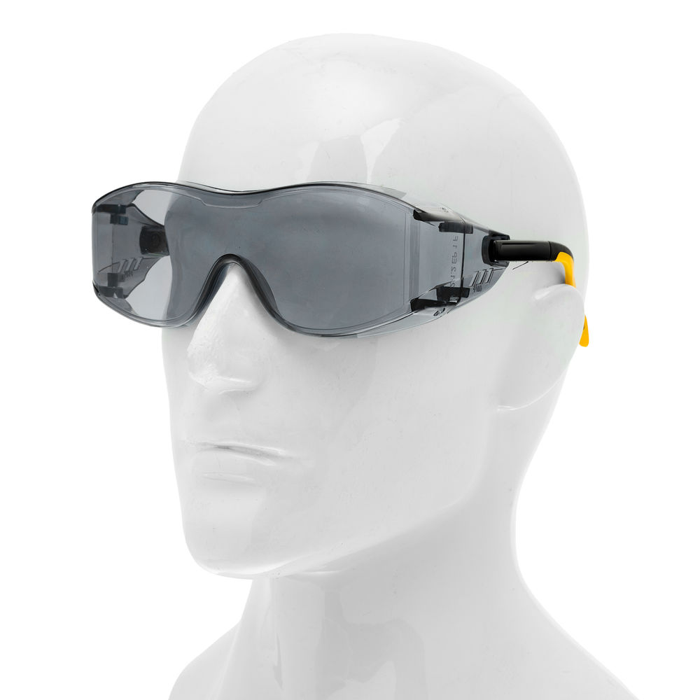 Очки защитные открытые, поликарбонатные, увеличенная дымчатая линза, регулируемые дужки Denzel (89203)
