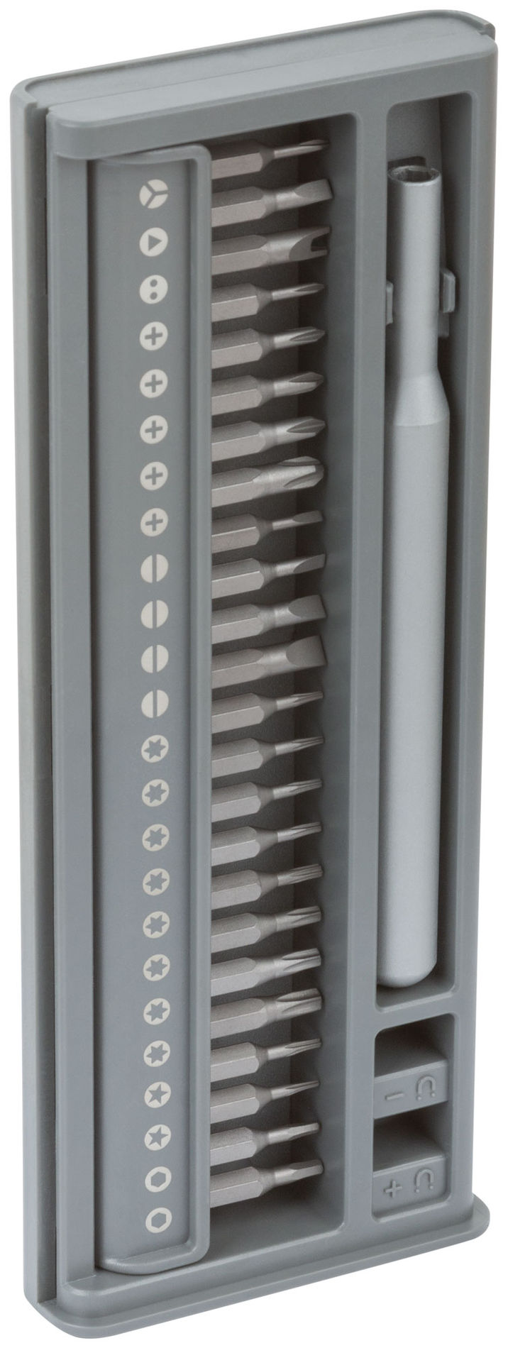 Отвертка с битами для точных работ, 24 CrV бит, пластиковый бокс (56194)