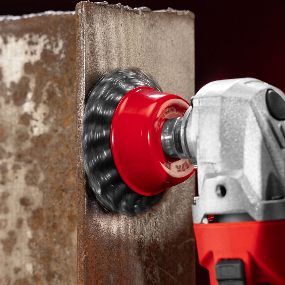 Щетка для УШМ, 75 мм, М14, чашка, крученая проволока 0.5 мм Matrix (74624)