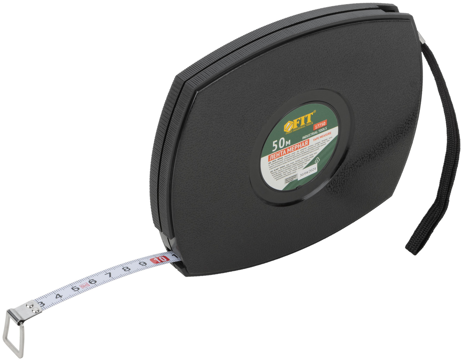 Рулетка, черный закрытый пластиковый корпус, стальная лента 50 м