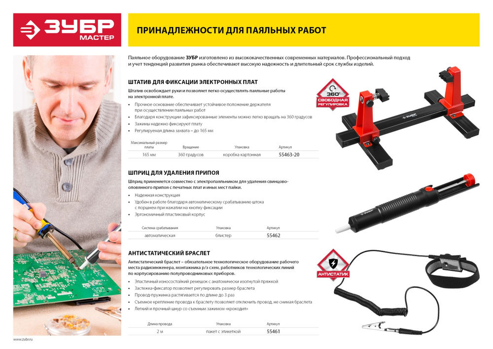 Шприц пластиковый для удаления припоя ЗУБР 55462