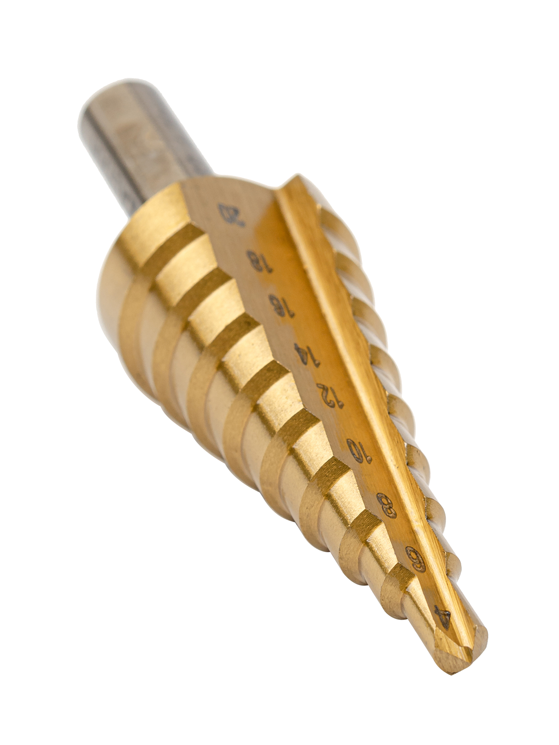 Сверло ступенчатое, HSS TiN, Gr.2, O4-20 мм, прямая канавка, трёхплоскостной хвостовик (ZA-05347)