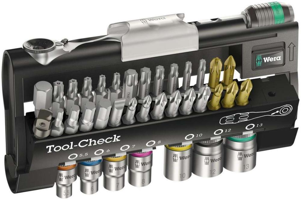 Набор бит и головок с трещоткой 38 пр. Tool-Check 1 SB WE-073220