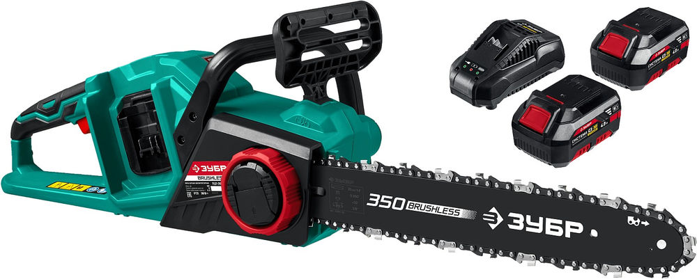 Бесщеточная цепная пила 36 В 35 см шина 2х18 В АКБ 4 А·ч ЗУБР С1-18 ПЦЛ-3635-42