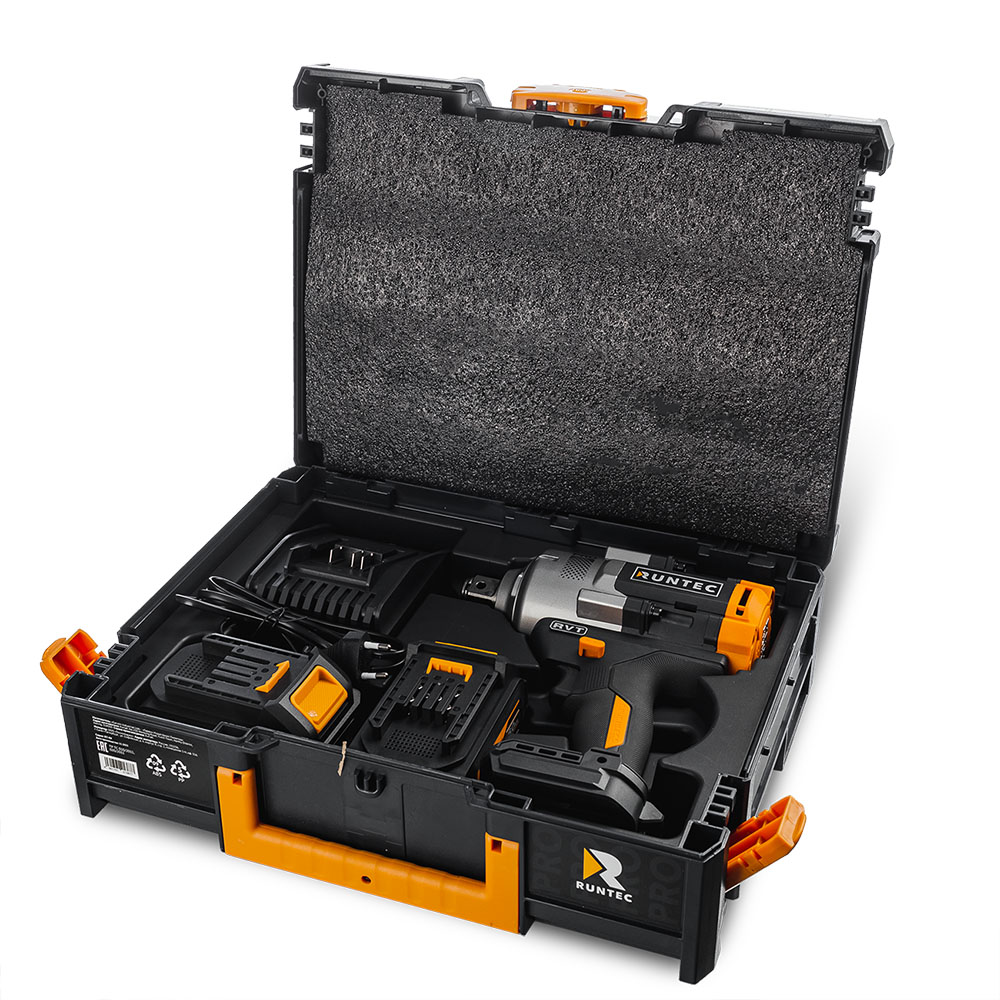 Гайковерт ударный аккумуляторный PRO 3/4, 20В, 2*6Ач, 1600Нм RUNTEC RT-IW1600