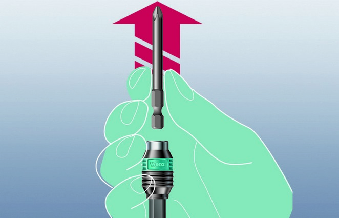 Битодержатель быстросъёмный 57 мм 1/4 E6.3 с магнитным кольцом Rapidaptor серия 887/4 RR Wera WE-052490
