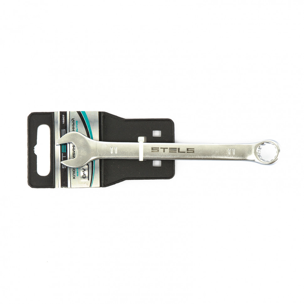 Ключ комбинированный, 11 мм, CrV, матовый хром Stels