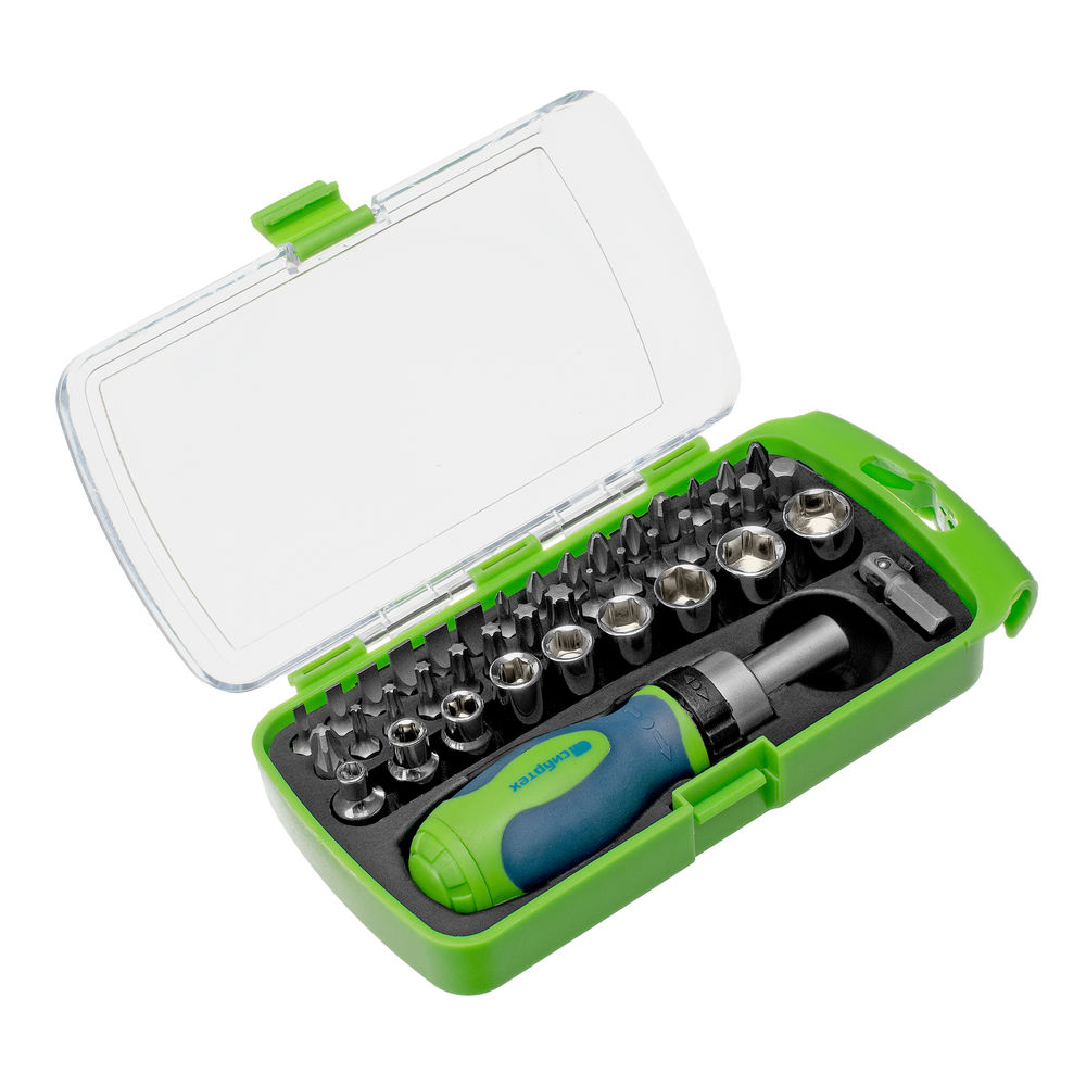 Отвертка ревер. + биты, 41 пред., PH+PZ+SL+H+T, CrV, 2к рукоятка Сибртех (133587)