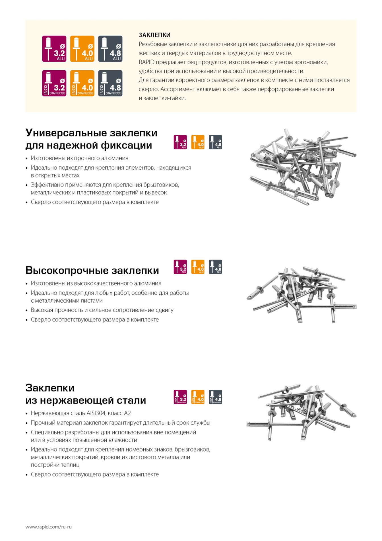 RAPID 3.2 х 8 мм, 50 шт, нержавеющая заклепка (5000393)