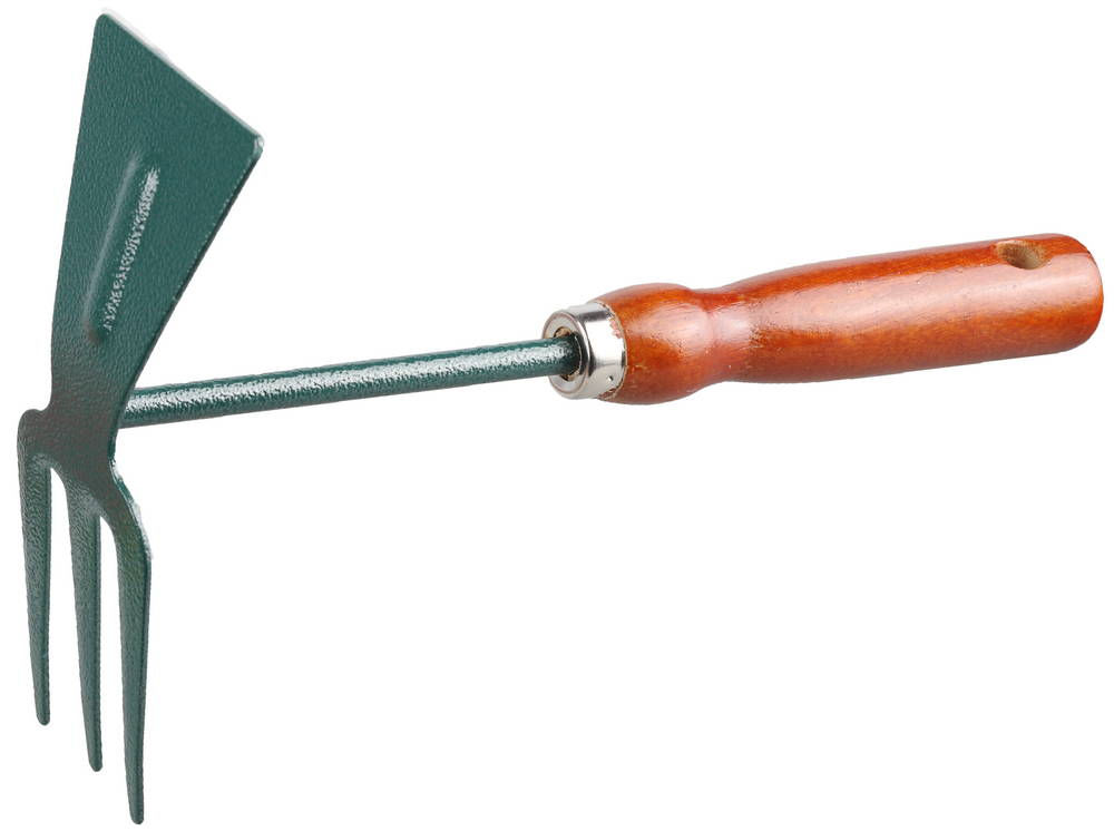 Садовая мотыжка 250 мм, 3 зубца, углеродистая сталь, прямое лезвие, деревянная ручка GRINDA 8-421235_z01