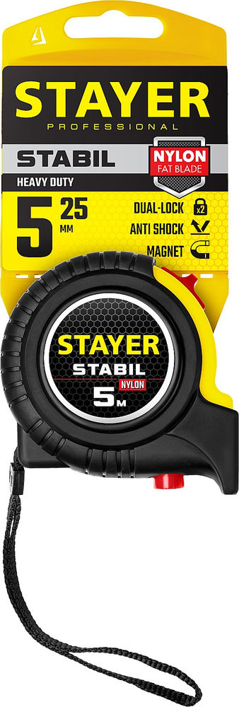 Рулетка 5 м х 25 мм Stabil Professional STAYER 34131-05-25