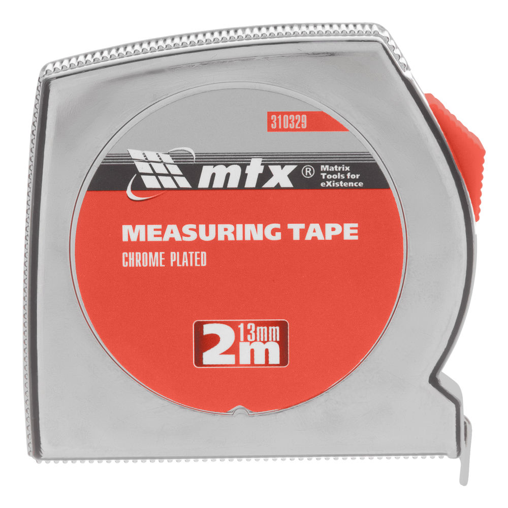 Рулетка Chrom, 2 м x 13 мм, хромированный корпус MTX