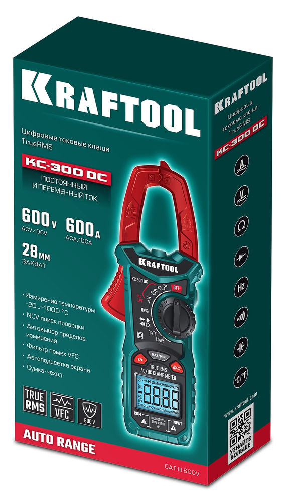 Цифровые токовые клещи KC-300DC KRAFTOOL 59830