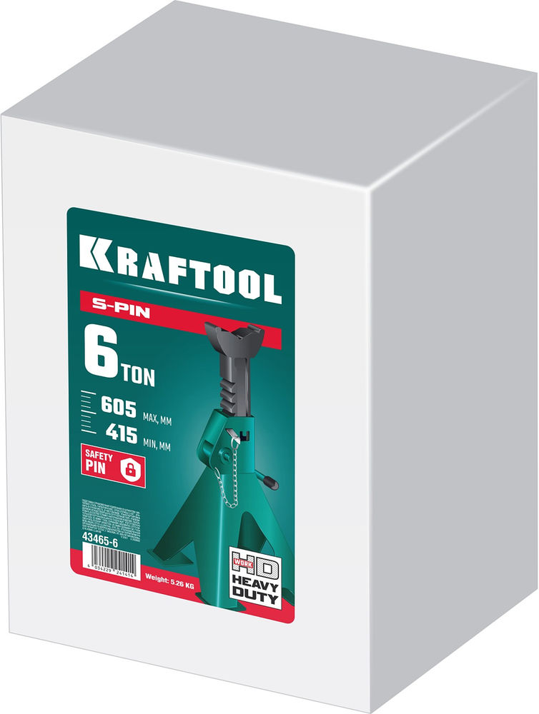 Усиленная страховочная подставка со штифтом S-PIN, 6 т, 415–605 мм KRAFTOOL 43465-6