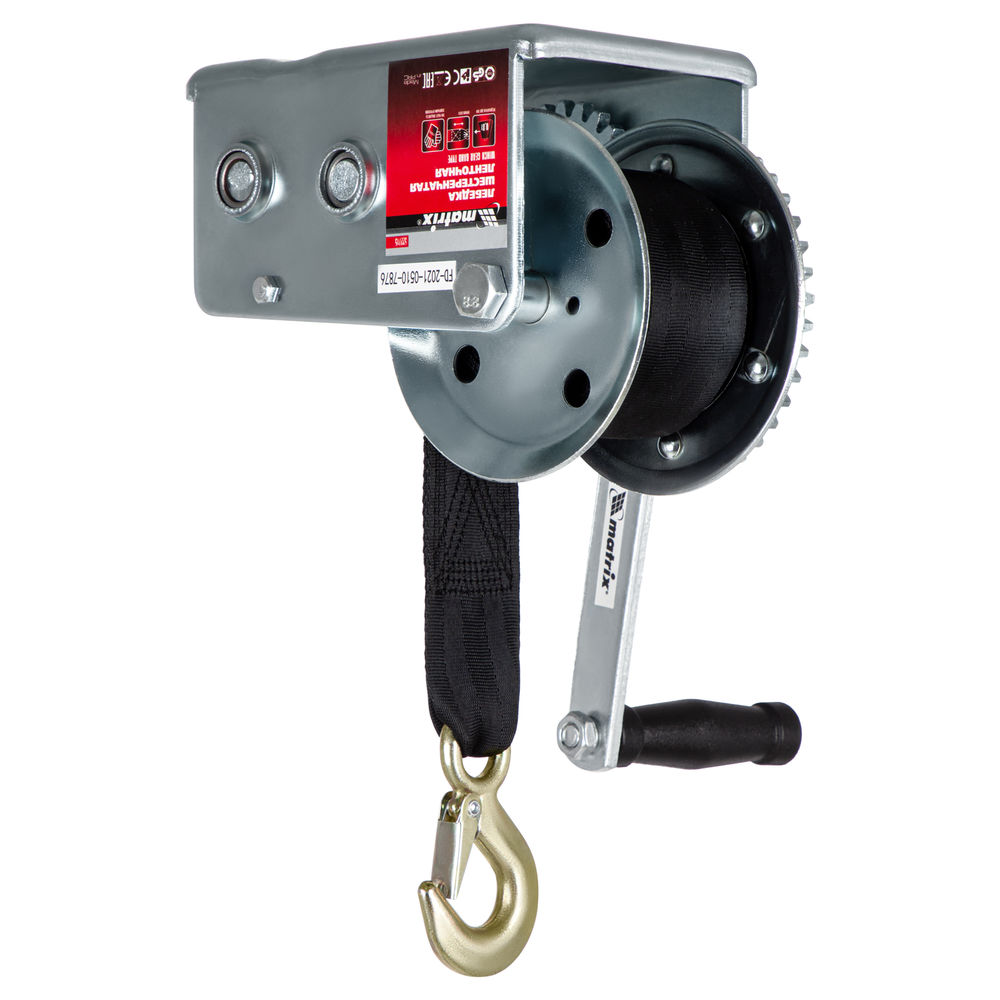 Лебедка шестеренчатая, тяга 0.8 т, ленточная Matrix (522715)