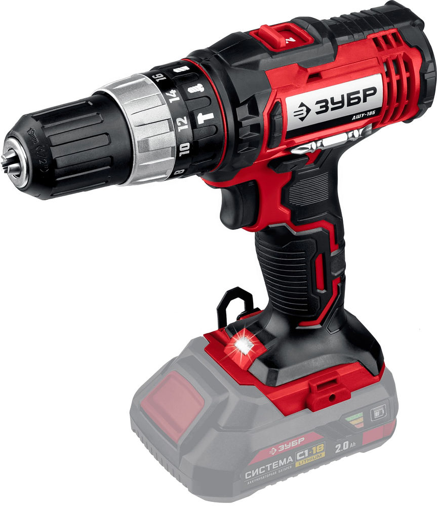 Ударная дрель-шуруповерт 18 В 40 Н·м без АКБ ЗУБР С1-18 ДШУ-185