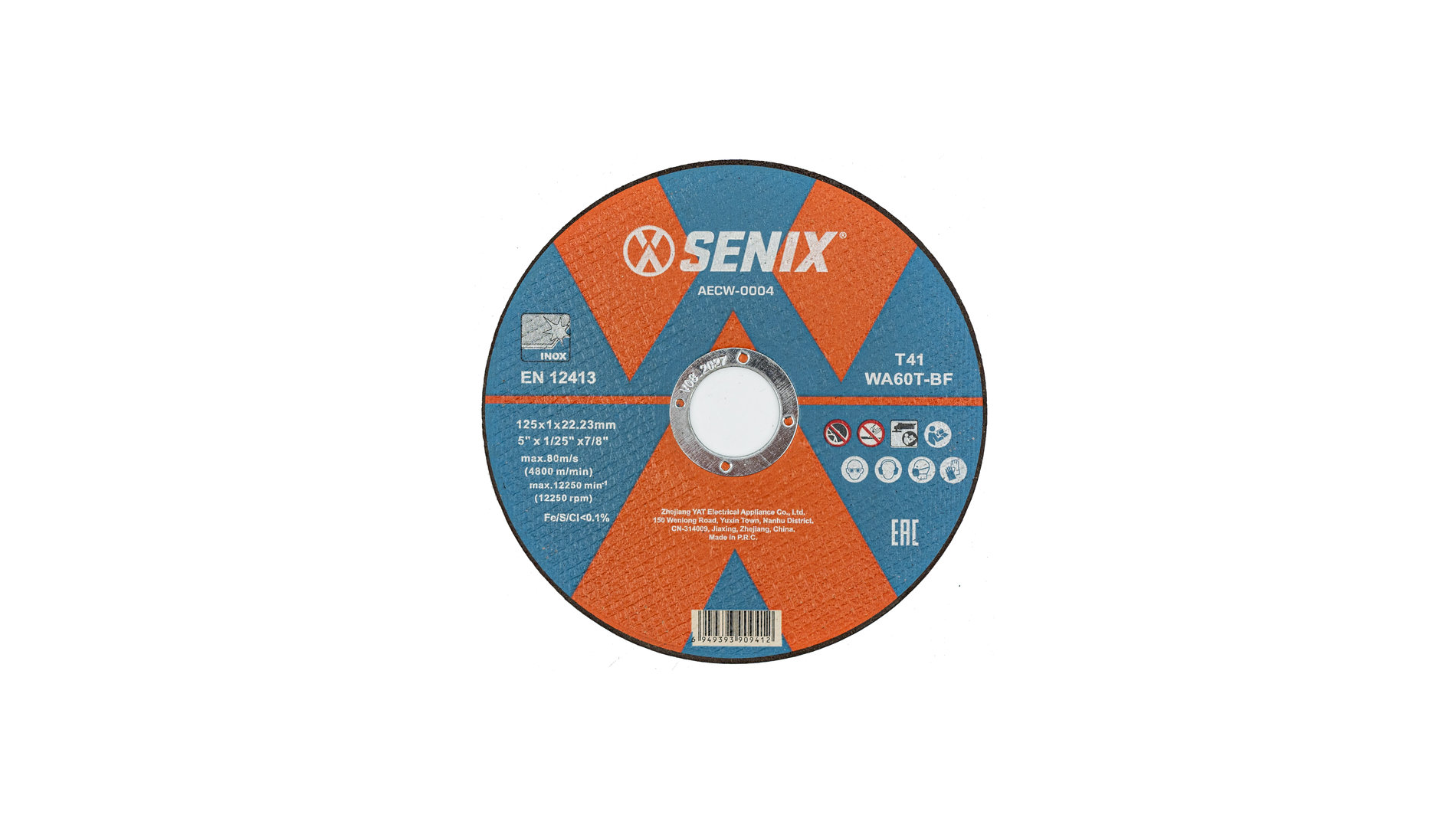 Диск отрезной по металлу и нержавеющей стали, упак 10 шт., 1251.022.23 mm SENIX AECW-0004-10