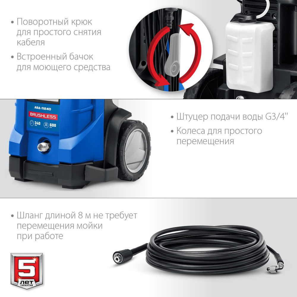 Мойка высокого давления 3300 Вт 240 Атм пистолет МИГ-280 Профессионал ЗУБР АВД-П240