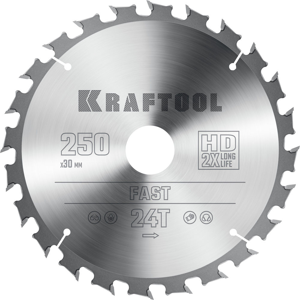 Пильный диск по дереву Fast, 250 х 30 мм, 24Т KRAFTOOL 36950-250-30