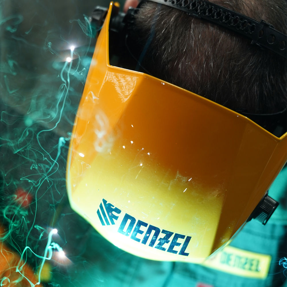 Щиток защитный лицевой (маска сварщика) F8, см. окно 100х50, Real Color, DIN4/5-8/9-13// Denzel (89717)