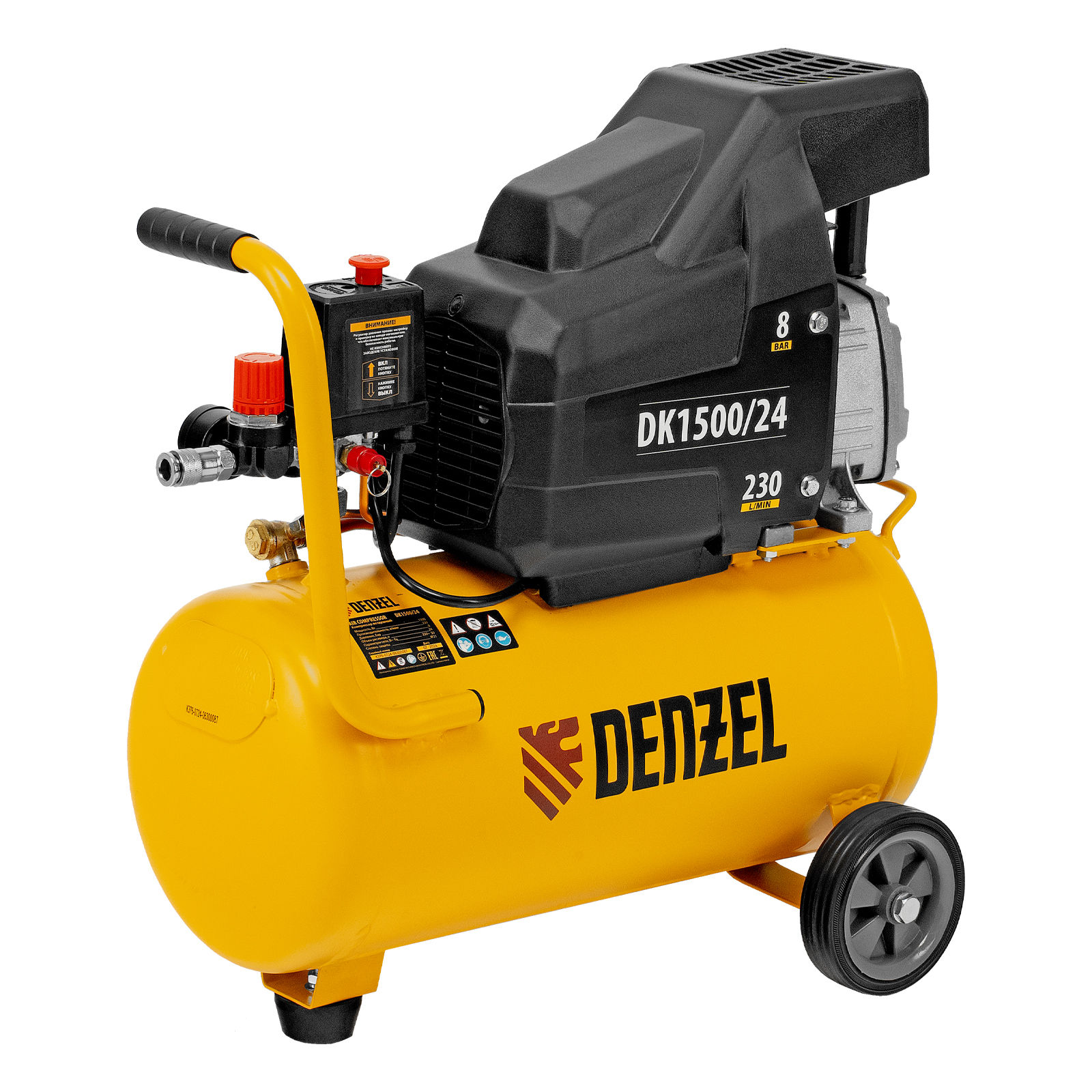 Компрессор воздушный DK1500/24, Х-PRO 1.5 кВт, 230 л/мин, 24 л Denzel (58063)