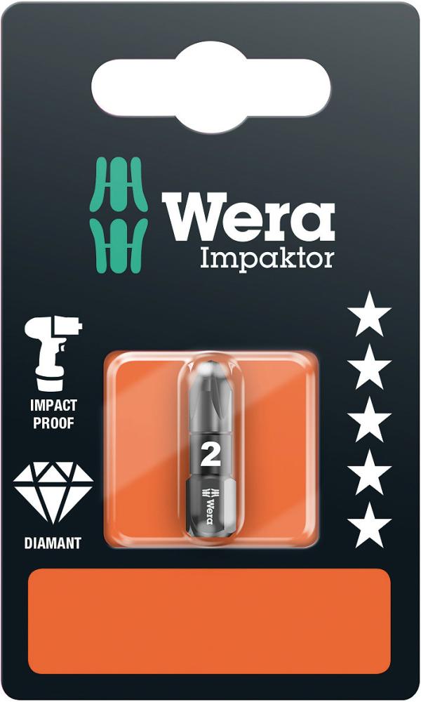 Бита ударная PZ 2 x 25 мм алмаз 1/4 C6.3 Impaktor SB серия 855/1 IMP DC PZ Wera WE-073921